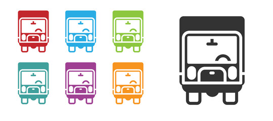 Black Delivery cargo truck vehicle icon isolated on white background. Set icons colorful. Vector.