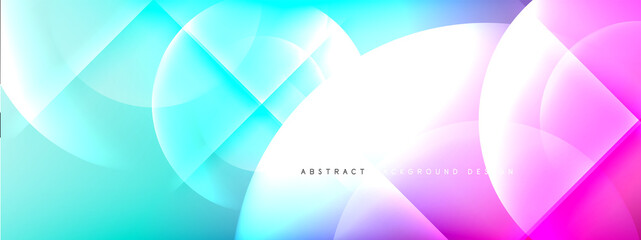 Vector abstract background - circle and cross on fluid gradient with shadows and light effects. Techno or business shiny design templates for text