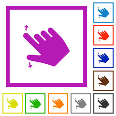 Right handed pinch open gesture flat framed icons