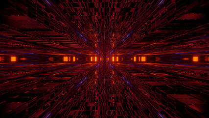 Widespread Red Light Brick Design Passage 4k uhd 3d illustration background