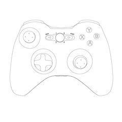 The outline of the game joystick from the console. View from above. Vector illustration