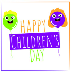 Vector illustration. Happy Children's day handwritten lettering. Happy Children's day typography vector design for greeting cards and poster.