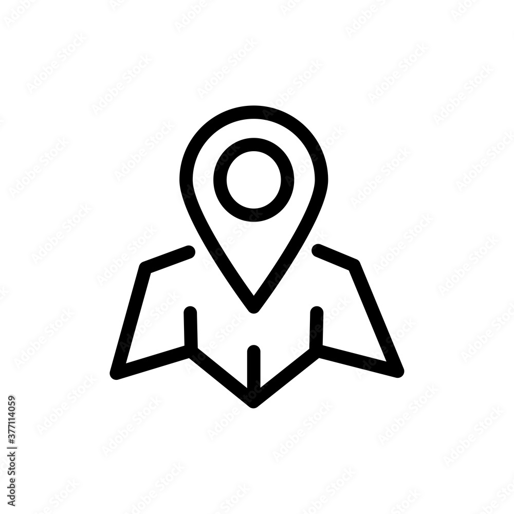 Poster pin on the map, linear icon. one of a set of linear web icon