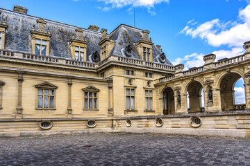 Architectural fragments of famous Chateau de Chantilly (Chantilly Castle, 1560) - a historic...