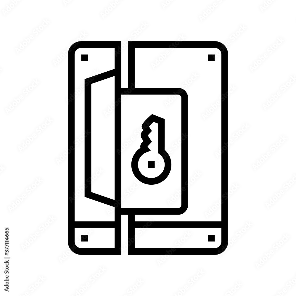 Poster lock with key line icon vector. lock with key sign. isolated contour symbol black illustration
