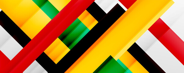Geometric abstract backgrounds with shadow lines, modern forms, rectangles, squares and fluid gradients. Bright colorful stripes cool backdrops