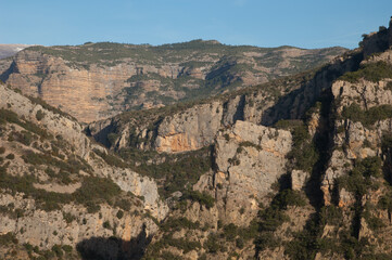 Fototapeta premium Cliffs and ravines in the Natural Park of the Mountains and Canyons of Guara. Huesca. Aragon. Spain.