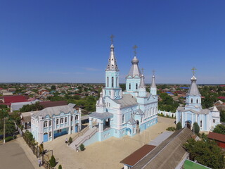 Obraz premium Church of the Intercession of the most Holy Theotokos in the village of Bryukhovetskaya, Krasnodar region, Russia