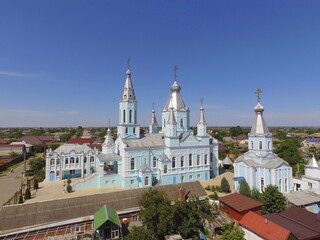Fototapeta na wymiar Church of the Intercession of the most Holy Theotokos in the village of Bryukhovetskaya, Krasnodar region, Russia