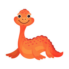 Funny Dinosaur with Fins as Ancient Reptile Vector Illustration