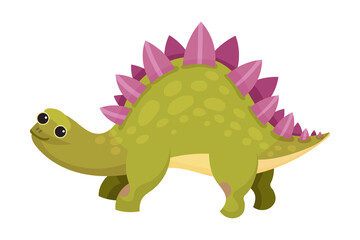 Funny Dinosaur with Horns as Ancient Reptile Vector Illustration