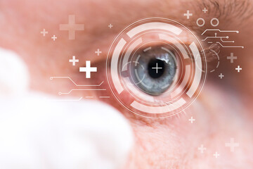 Eye monitoring virtual reality health digital in medicine. Concept of eye vision treatment online.