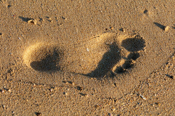 Fototapeta na wymiar human footprint in sand