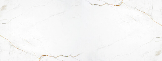 Marbled background banner panorama - High resolution white brown beige Carrara marble stone texture - obrazy, fototapety, plakaty