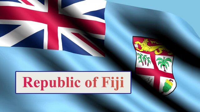Republic of Fiji animated text. Flag Of The Republic Of Fiji.