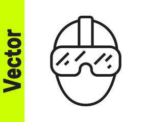 Black line Special forces soldier icon isolated on white background. Army and police symbol of defense. Vector.