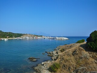 Fototapeta na wymiar Greece-view of the port near town Sarti