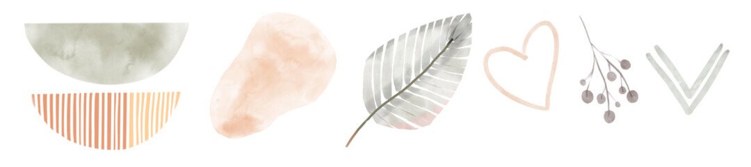 Abstract rainbows hand drawn illustration set. Arches decorative paper cut simple composition.