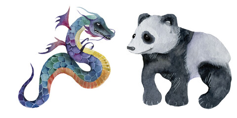 Funny paper animals, origami panda dragon animal