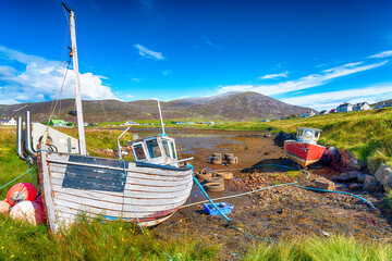 Old fishing boats at Leverburgh on the Isle of Harris