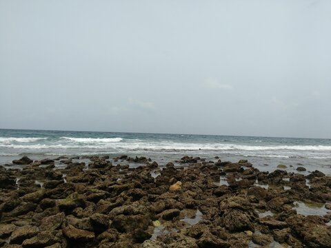 Waves on a rocky seashore 
