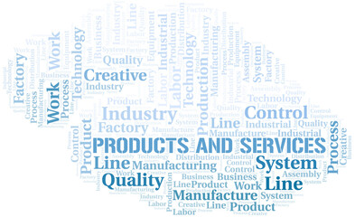 Obraz premium Products And Services word cloud create with text only.