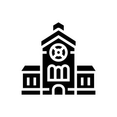 church building glyph icon vector. church building sign. isolated contour symbol black illustration