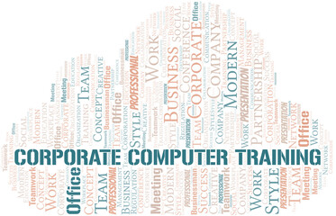 Corporate Computer Training vector word cloud, made with text only.