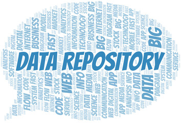Data Repository vector word cloud, made with text only.