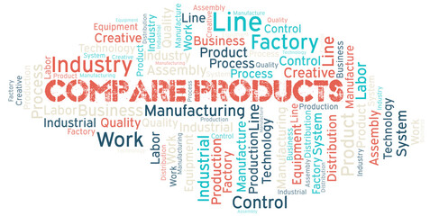 Obraz premium Compare Products word cloud create with text only.