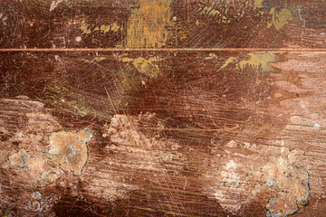 Scratched dirty dusty copper plate texture, old metal background