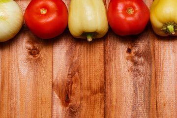 Fresh vegetable on wooden table