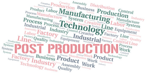 Post Production word cloud create with text only.