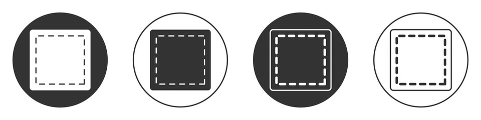 Black Sewing Pattern icon isolated on white background. Markings for sewing. Circle button. Vector Illustration.