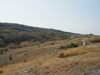 beautiful landscape with views of the hills in the steppe autumn