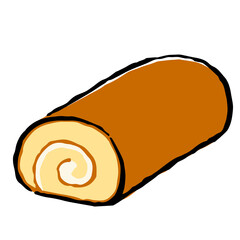 Illustration of Swiss Roll: Illustration like hand drawn illustration with ink and brush