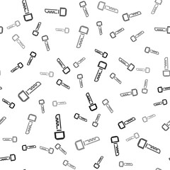 Black Key icon isolated seamless pattern on white background. Vector Illustration.