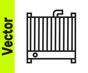 Black line Car radiator cooling system icon isolated on white background. Vector Illustration.