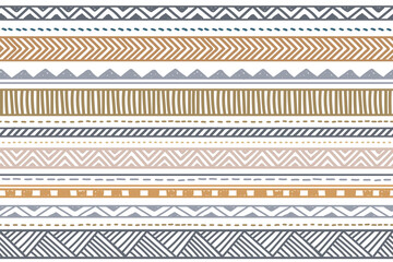 Ethnic vector seamless pattern. Tribal geometric background, boho motif, maya, aztec ornament illustration. rug textile print texture - obrazy, fototapety, plakaty