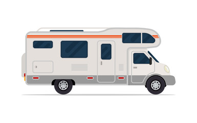 Modern camper van. Comfortable motorhome. Side view.