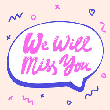 We will Miss You. Icon backdrop Sale website banner. Business card Vector collection. Discount offer sign. Sticker Price tag.