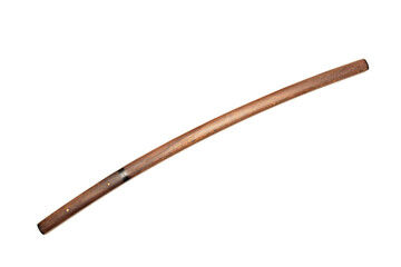Japanese sword with wooden scabbard on white background . This kind of Japanese sword is called...