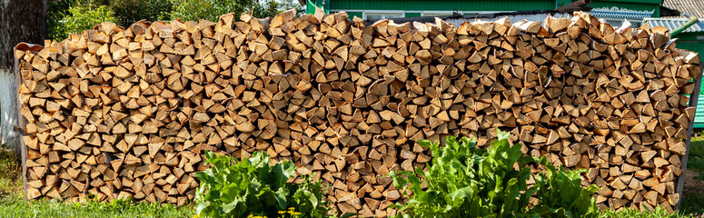 stacked chopped wood for the stove