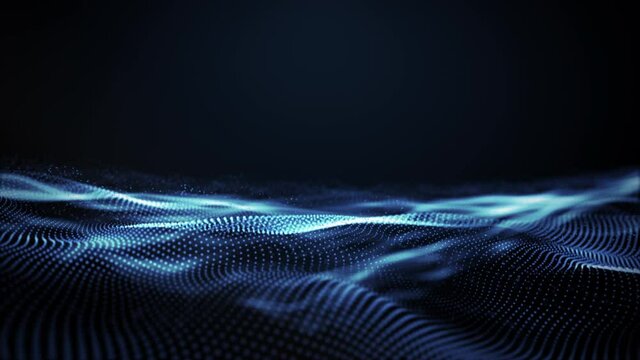 Abstract digital particle wave and light abstract background ,animation cyber or technology background.