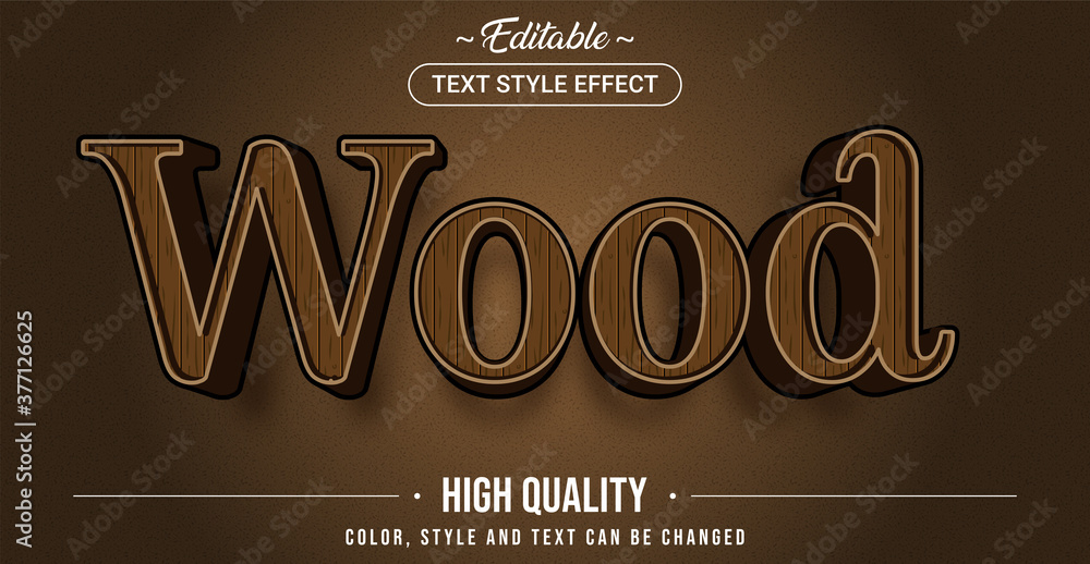 Poster editable text style effect - wood theme style.