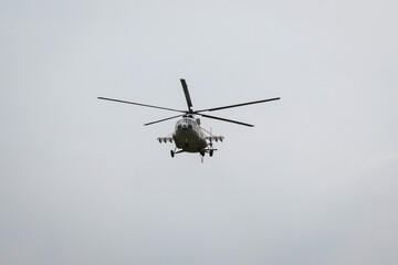 Military helicopter of the armed forces of Ukraine in the air
