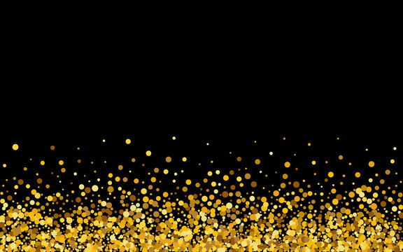 Golden Confetti Art Black Background. Glamour 