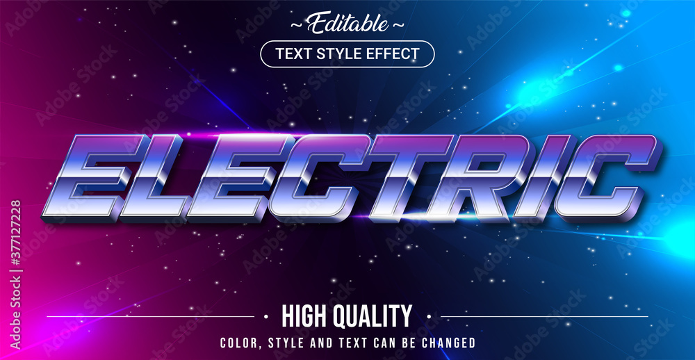 Poster editable text style effect - electric theme style.