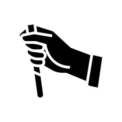 hand holding laboratory tube glyph icon vector. hand holding laboratory tube sign. isolated contour symbol black illustration