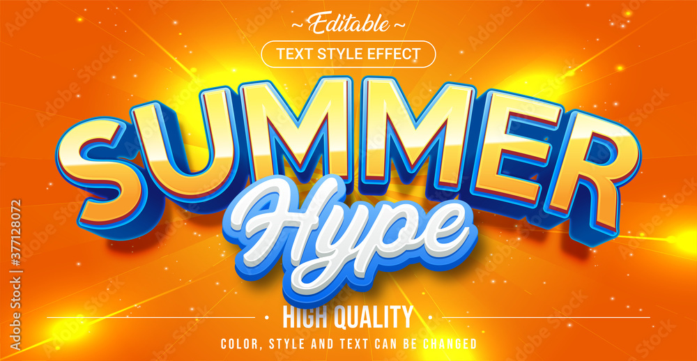 Aufkleber editable text style effect - summer theme style.